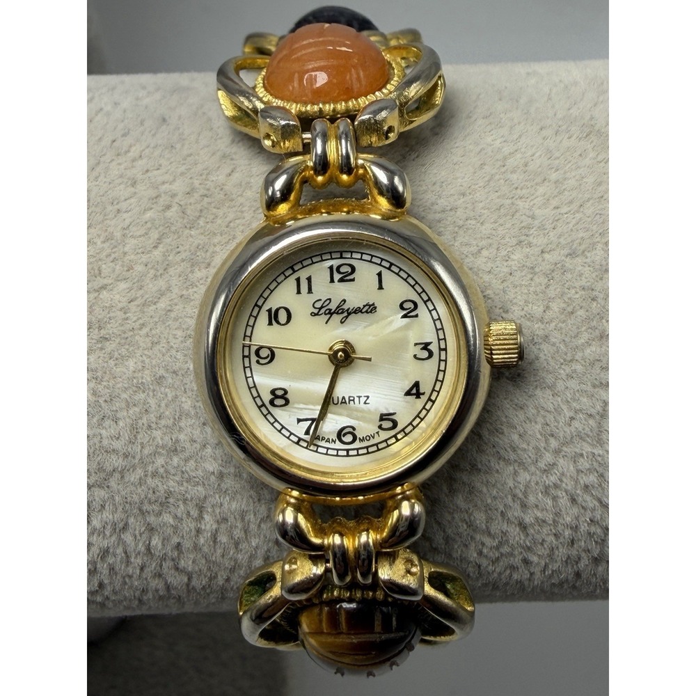 Lafayette Scarab Beetle Watch New Battery Ladies Watch 22MM 6.5" Vintage